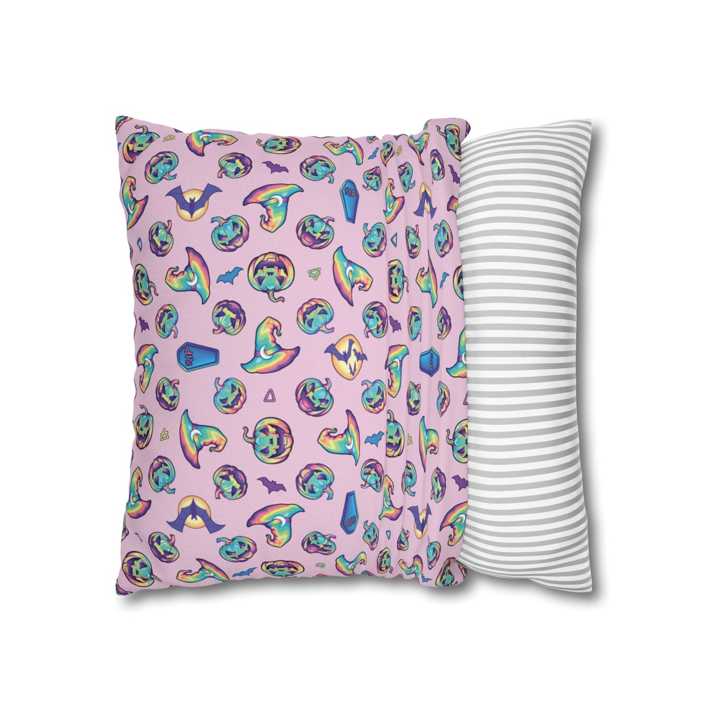 Joke-o’-Lantern Reversible Square Pillow Case - Pink - Driftless Enchantments