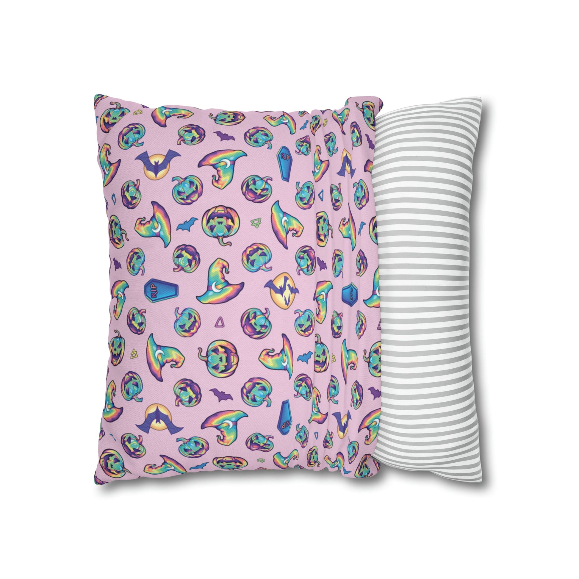 Joke-o’-Lantern Reversible Square Pillow Case - Pink - Driftless Enchantments
