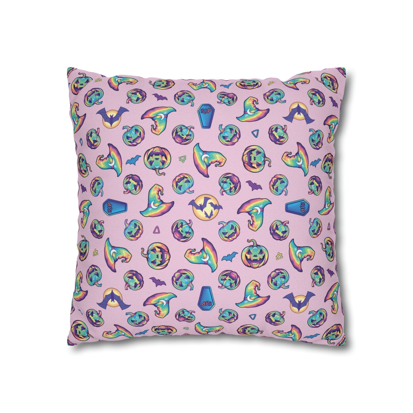Joke-o’-Lantern Reversible Square Pillow Case - Pink - Driftless Enchantments