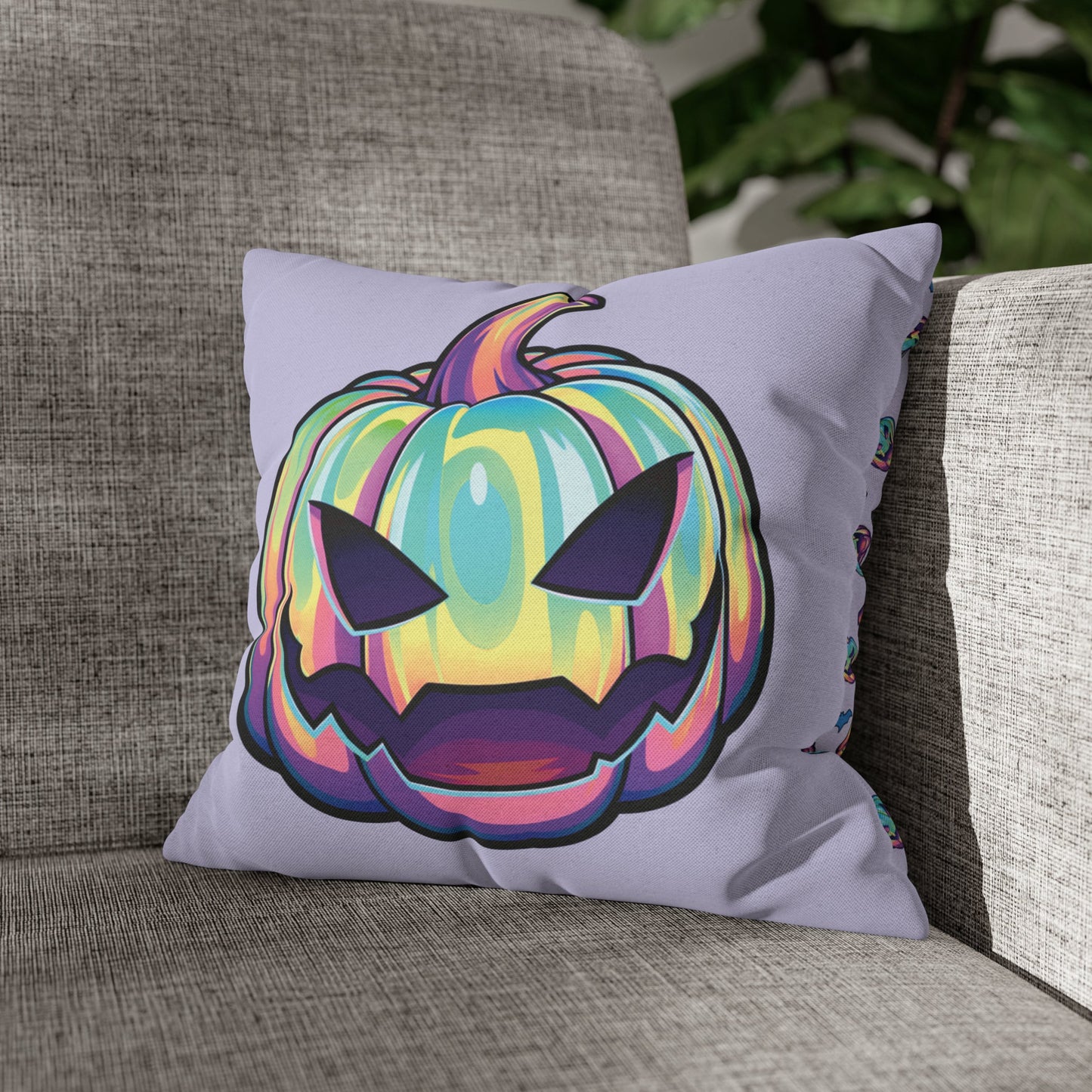 Joke-o’-Lantern Reversible Square Pillow Case - Violet - Driftless Enchantments