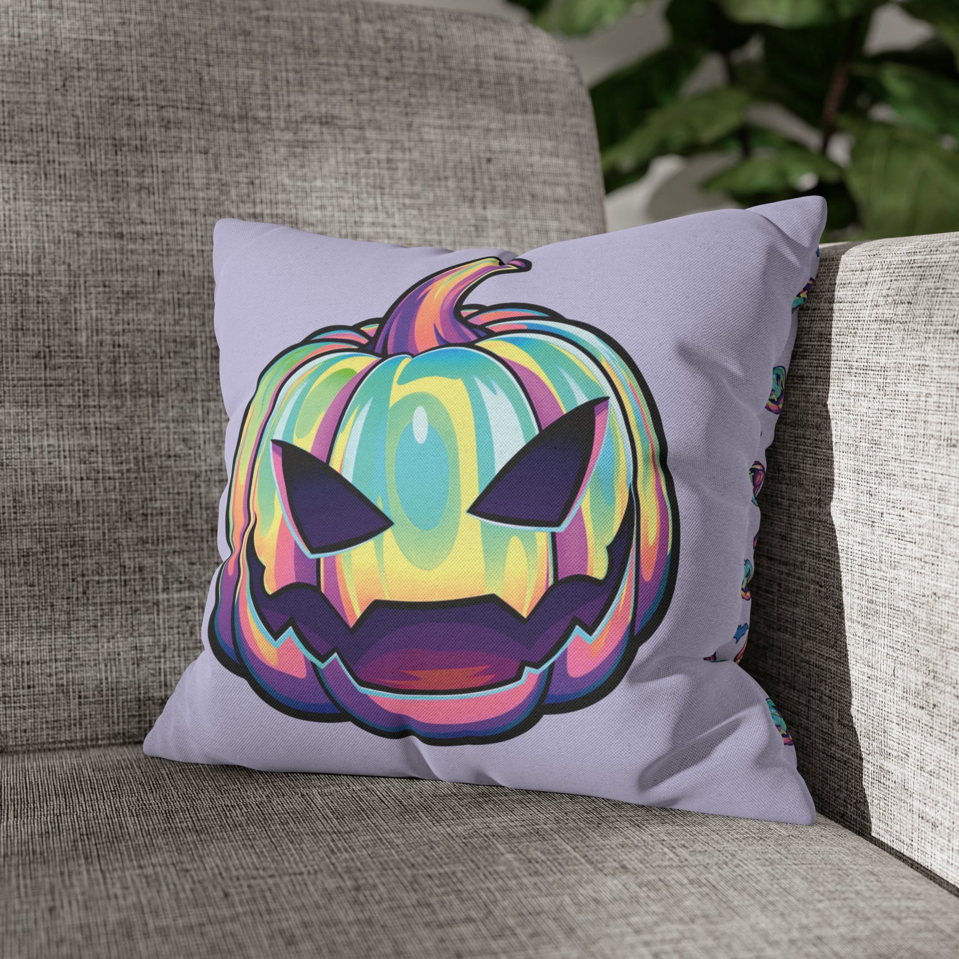 Joke-o’-Lantern Reversible Square Pillow Case - Violet - Driftless Enchantments