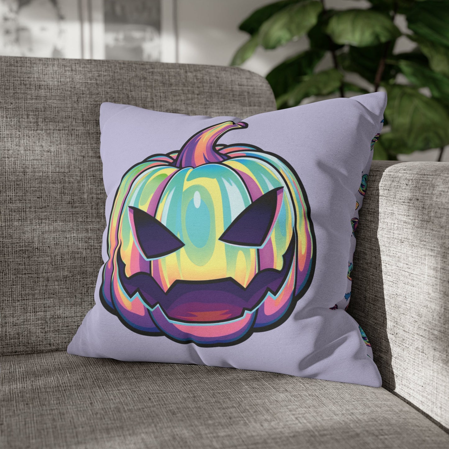 Joke-o’-Lantern Reversible Square Pillow Case - Violet - Driftless Enchantments