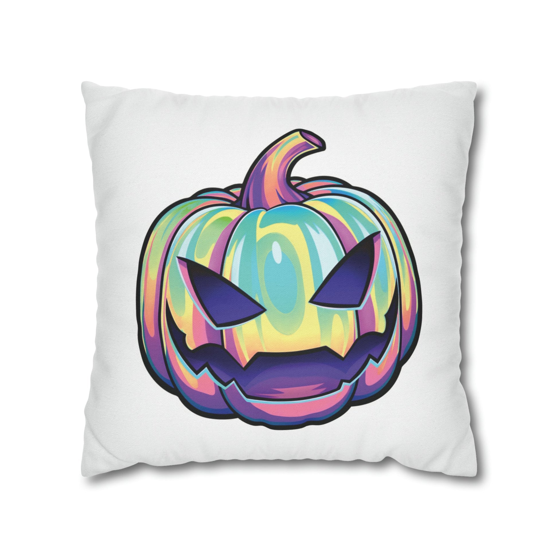 Joke-o’-Lantern Reversible Square Pillow Case - White - Painted Raina