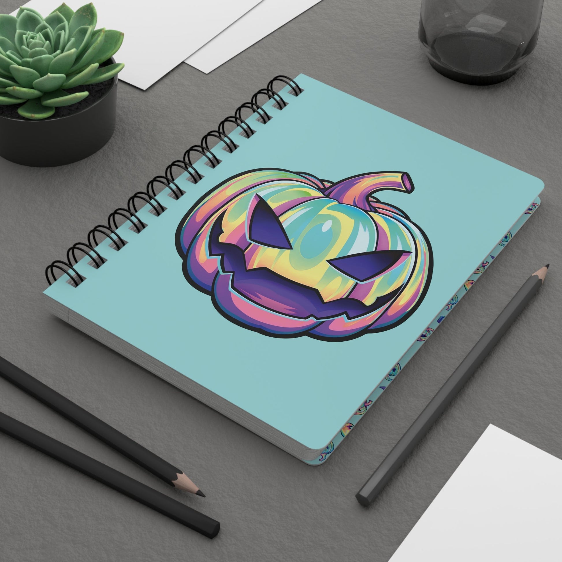 Joke-o'-Lantern Spiral Bound Journal - Aqua - Driftless Enchantments