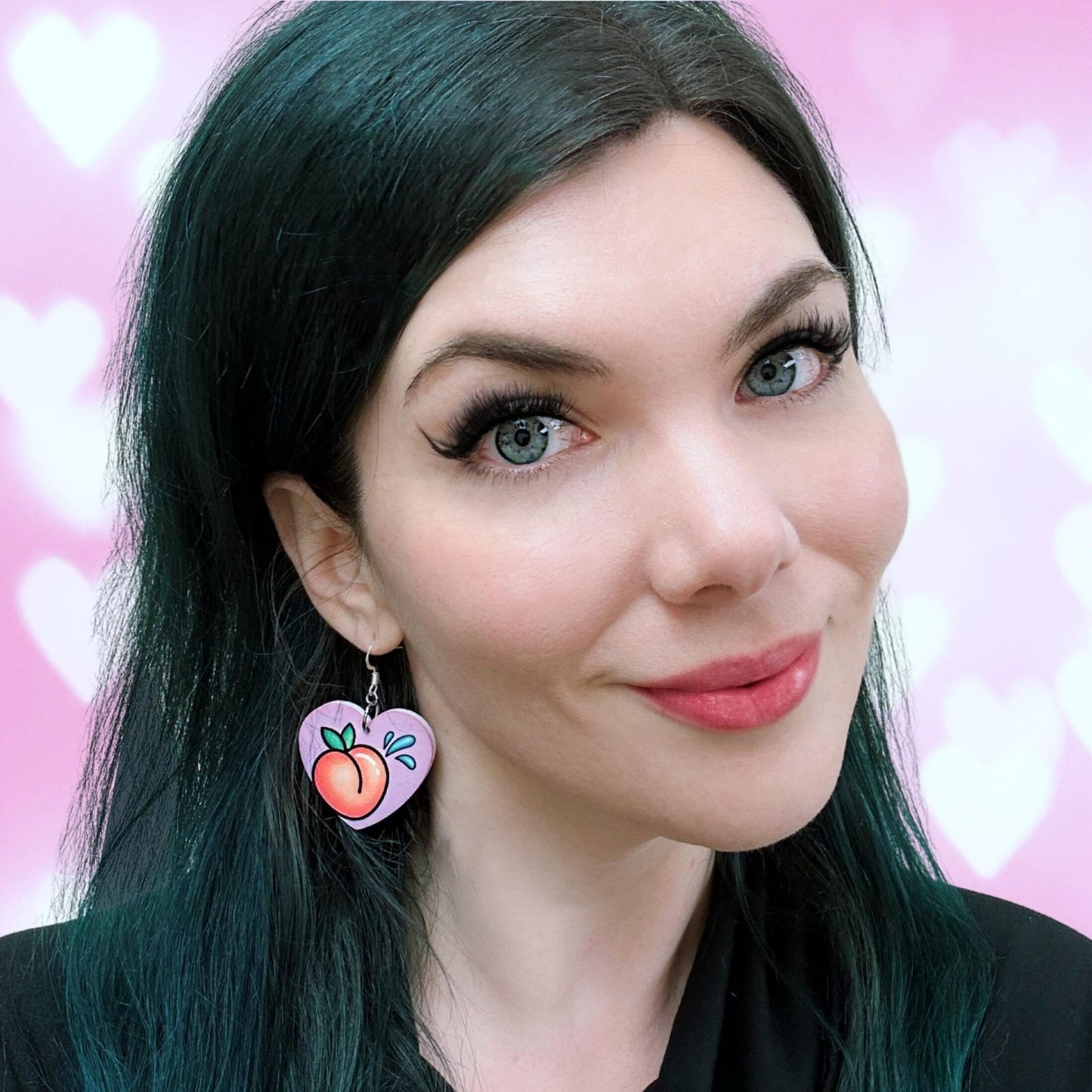 Juicy Peach & Eggplant Emoji Earrings - Painted Raina