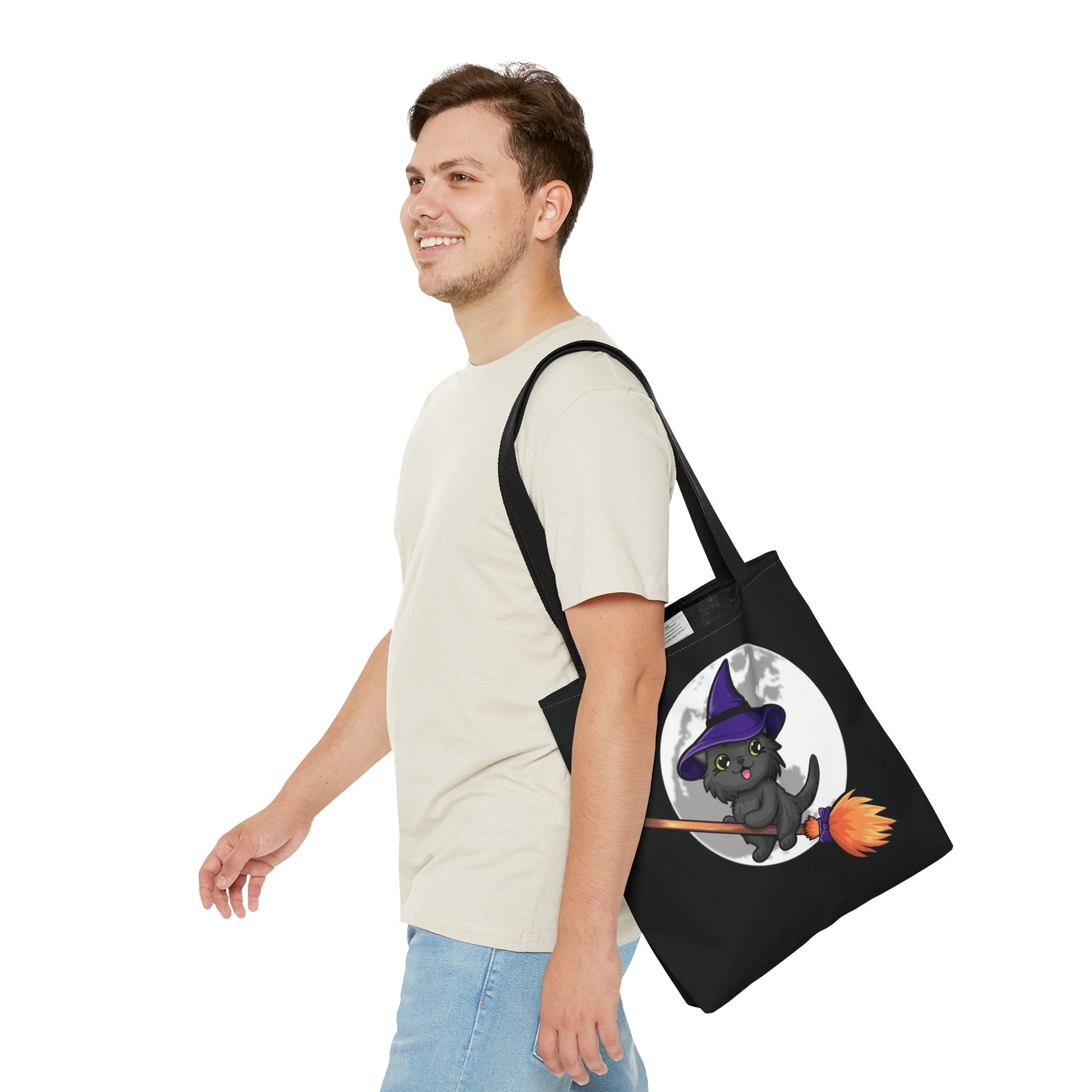 Kitty Flew Over the Moon Tote Bag - Driftless Enchantments