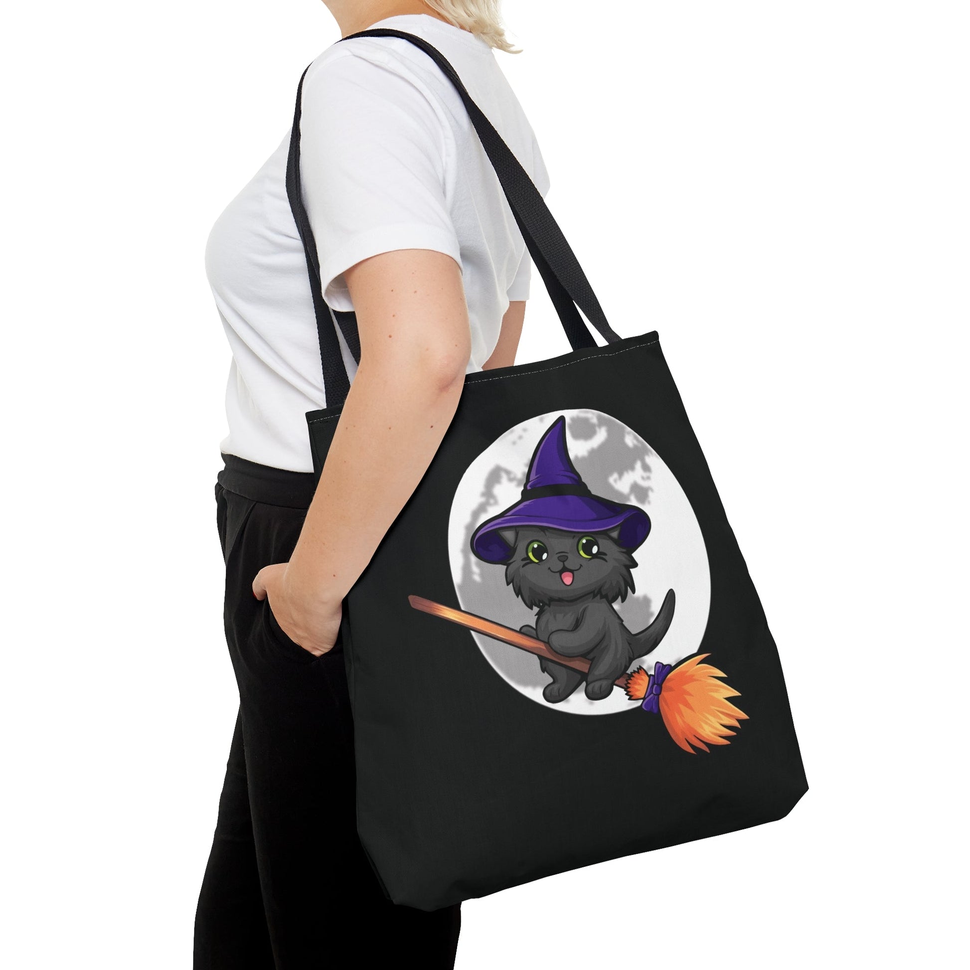 Kitty Flew Over the Moon Tote Bag - Driftless Enchantments