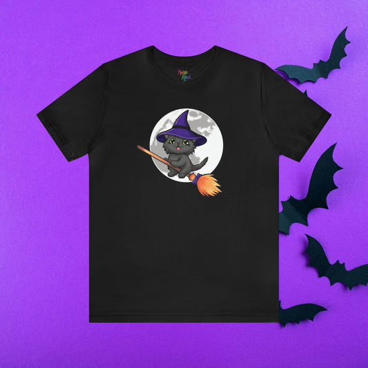 Kitty Flew Over the Moon Unisex Jersey Short Sleeve Tee - Driftless Enchantments