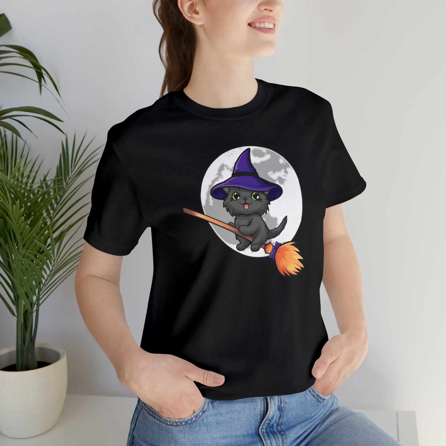Kitty Flew Over the Moon Unisex Jersey Short Sleeve Tee - Driftless Enchantments