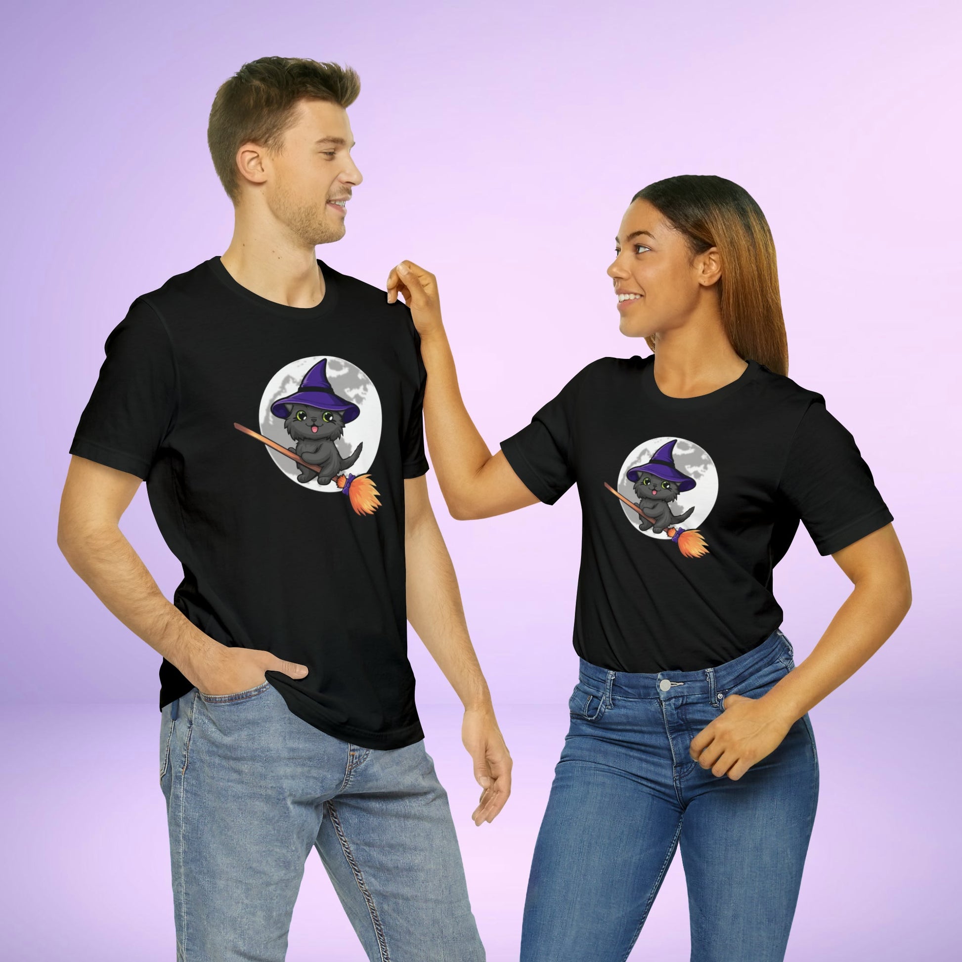 Kitty Flew Over the Moon Unisex Jersey Short Sleeve Tee - Driftless Enchantments