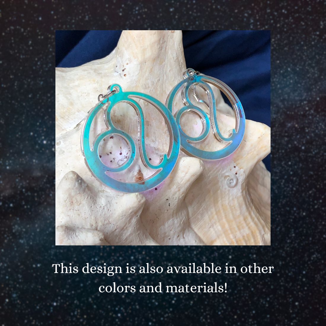 Leo Zodiac Sign Earrings - Black Rainbow Holographic - Driftless Enchantments