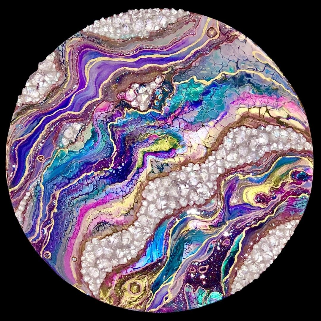 Love on the Rocks - Geode Acrylic & Resin Painting - Painted Raina