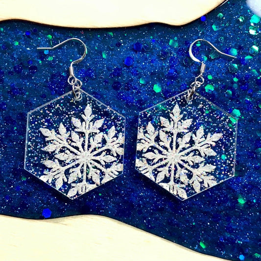 Magical Glitter Ice Crystal Earrings - Driftless Enchantments