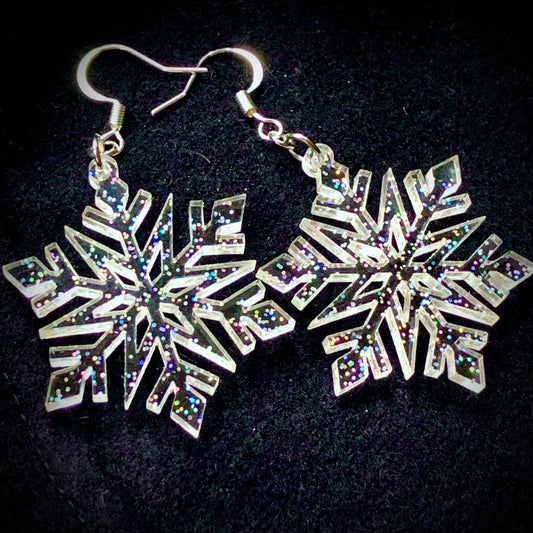 Magical Glitter Snowflake Earrings - Driftless Enchantments