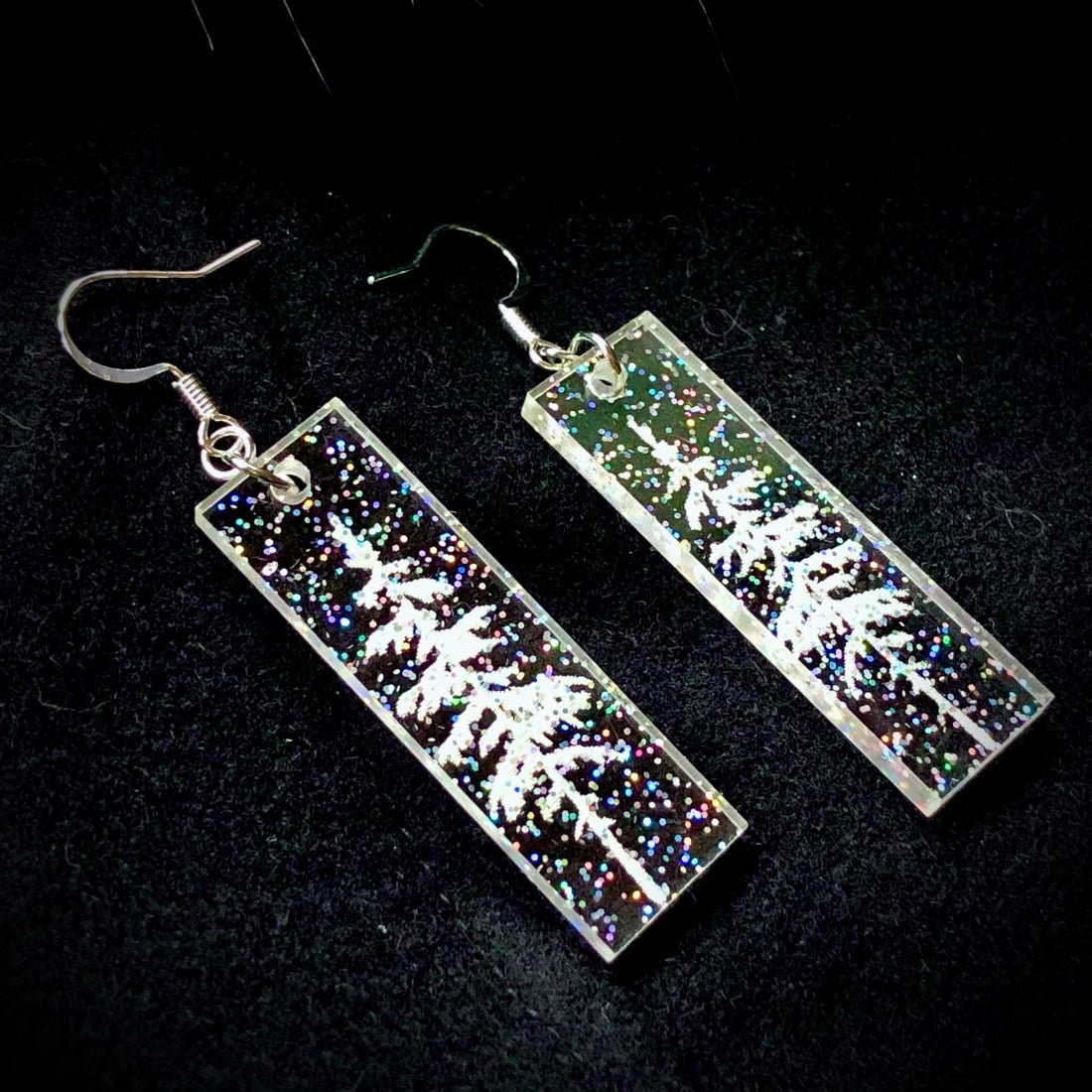 Magical Glitter Snowy Pine Earrings - Driftless Enchantments