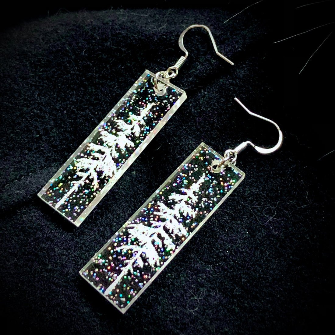 Magical Glitter Snowy Pine Earrings - Driftless Enchantments