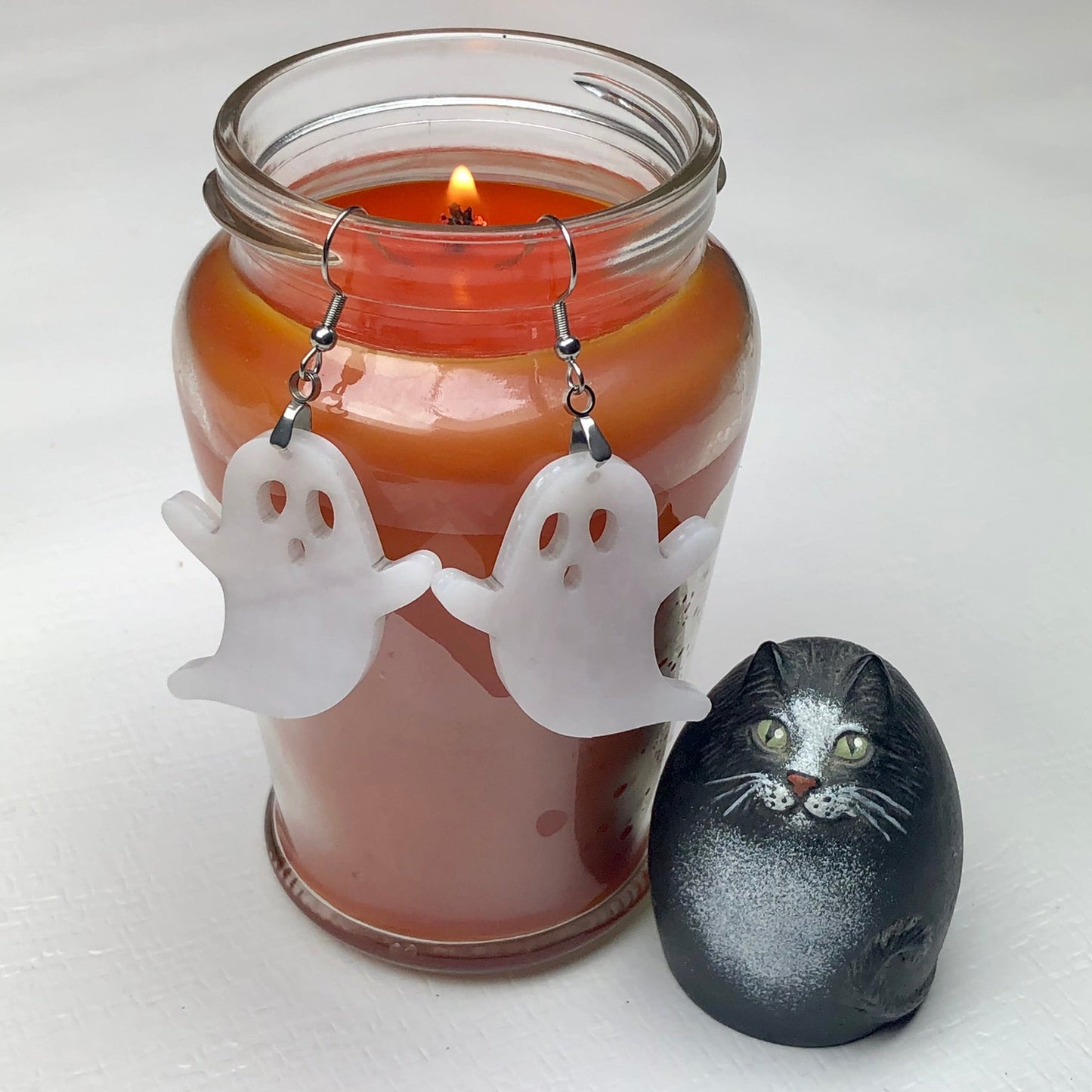 Marble Flying Ghost Earrings - Driftless Enchantments