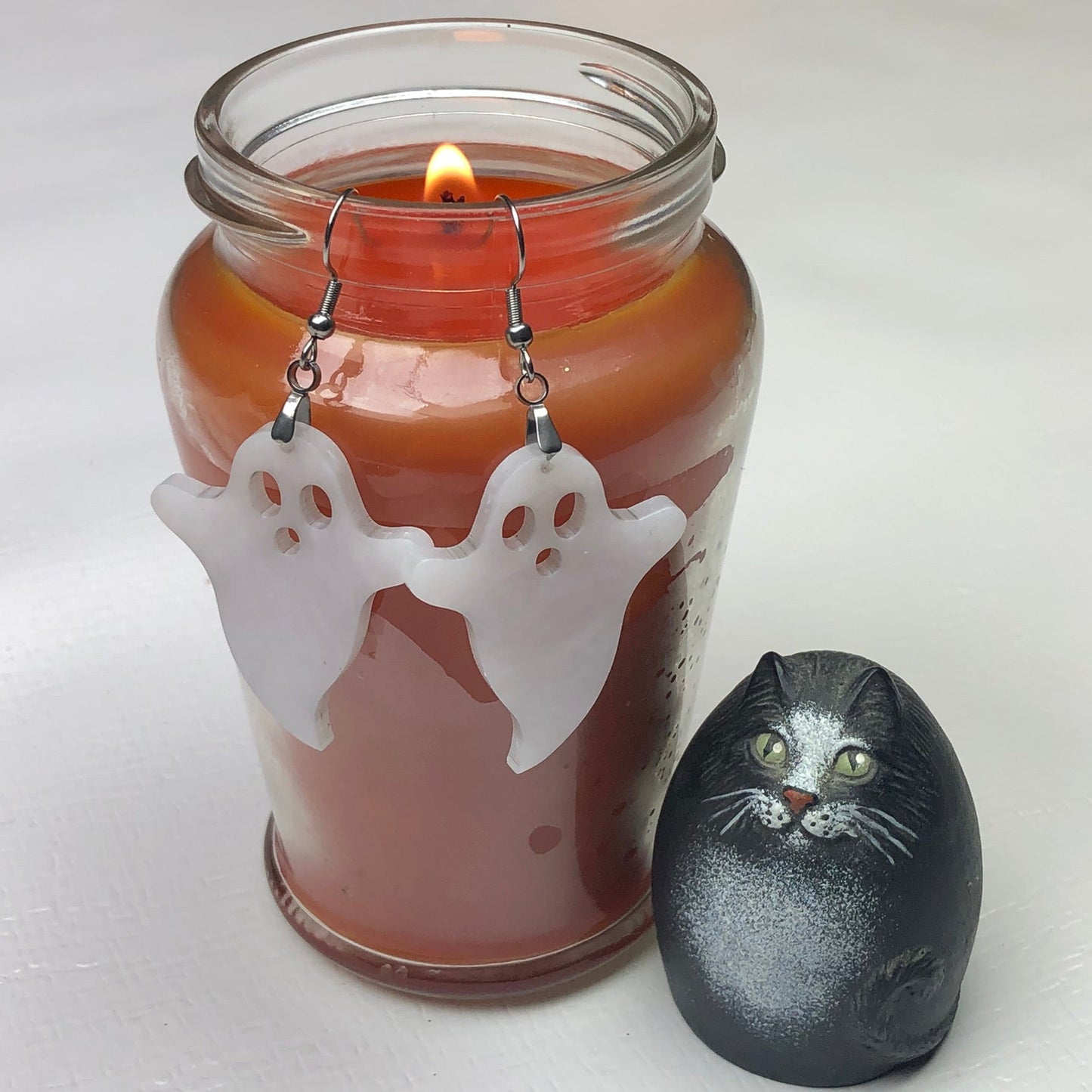 Marble Petite Ghost Earrings - Driftless Enchantments