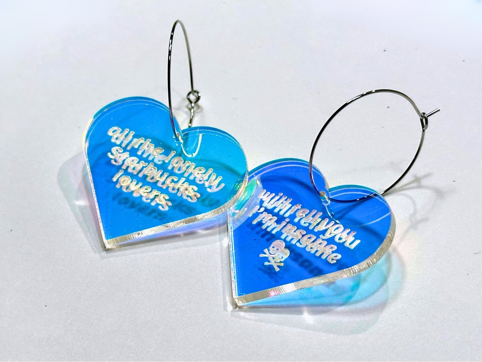Misheard Lyrics Earrings | All the Lonely St@rbucks Lovers - Painted Raina