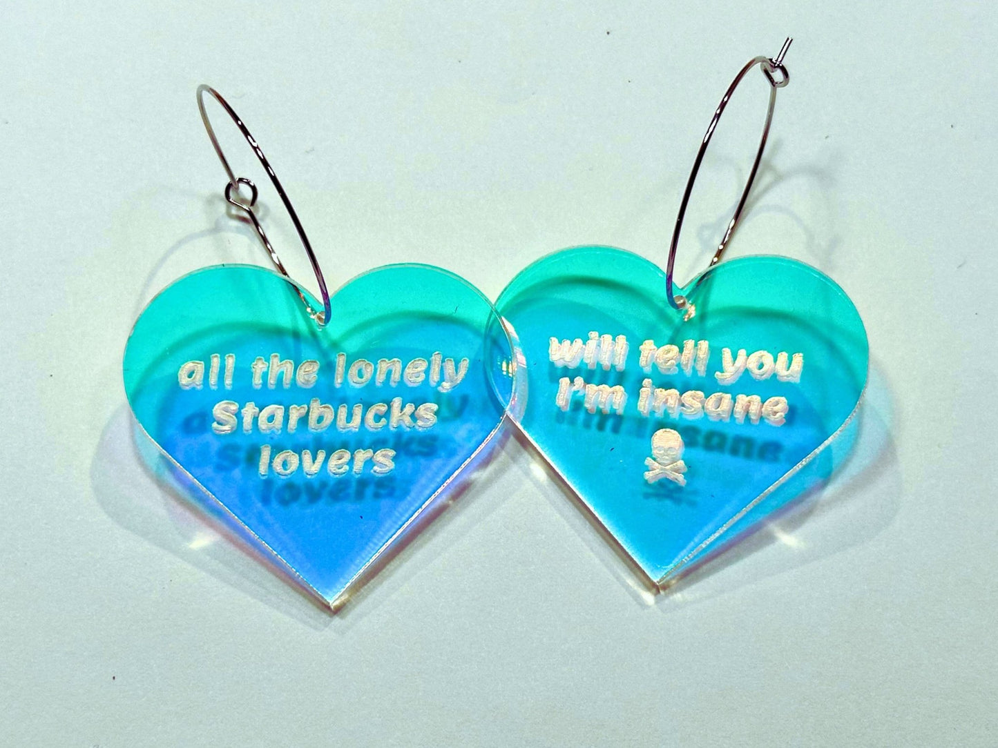 Misheard Lyrics Earrings | All the Lonely St@rbucks Lovers - Painted Raina