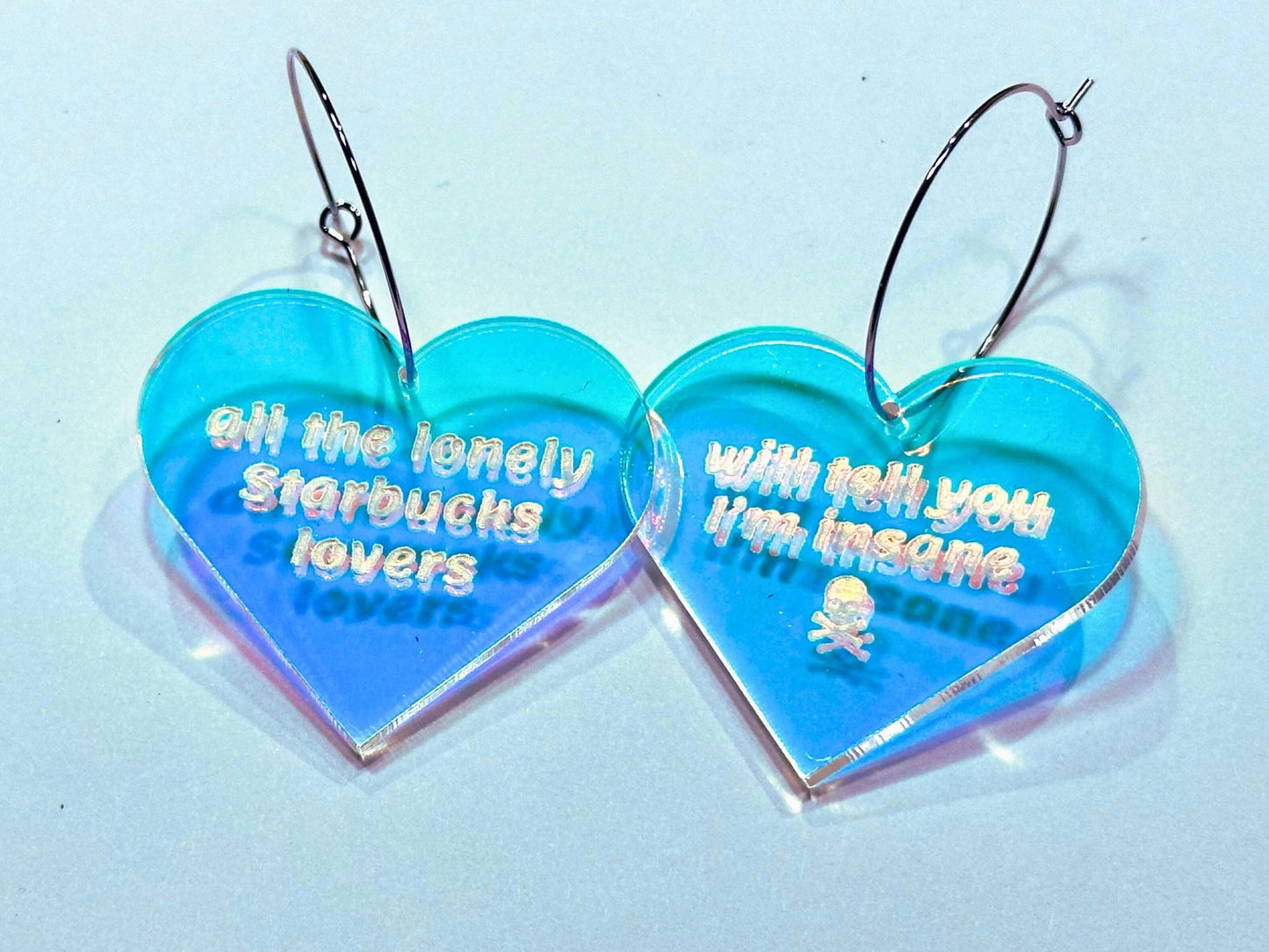 Misheard Lyrics Earrings | All the Lonely St@rbucks Lovers - Painted Raina