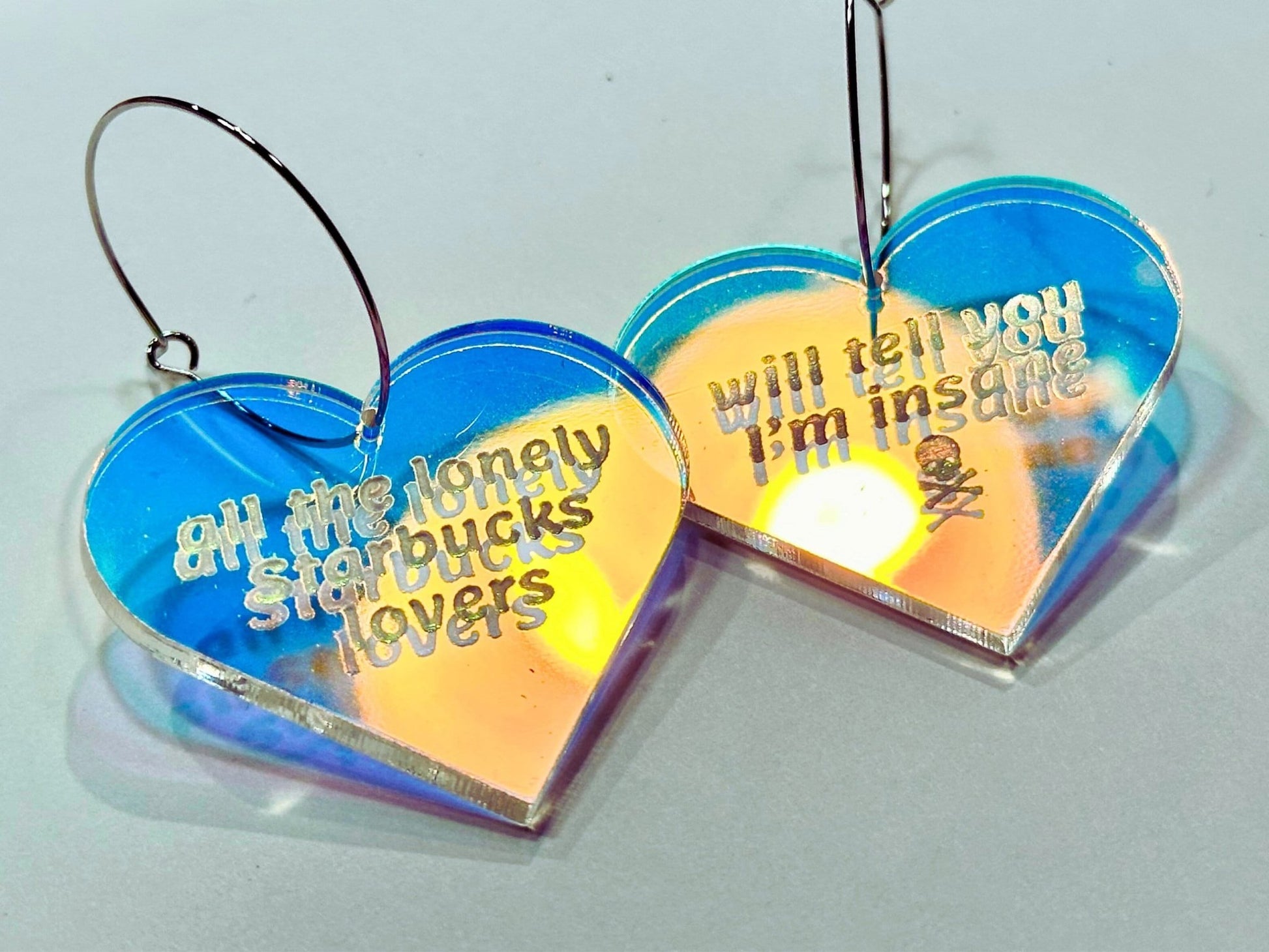 Misheard Lyrics Earrings | All the Lonely St@rbucks Lovers - Painted Raina