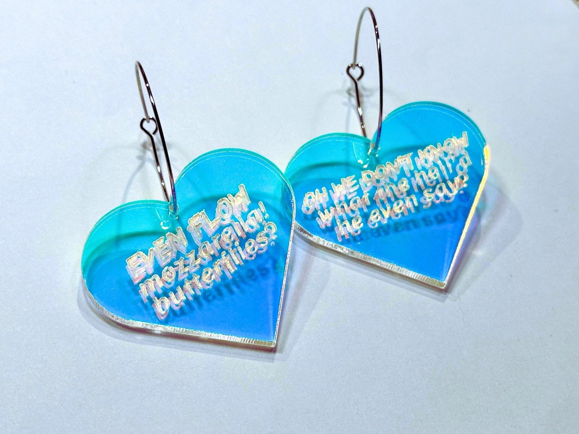 Misheard Lyrics Earrings | Even Flow Mozzarella Butterflies - Painted Raina