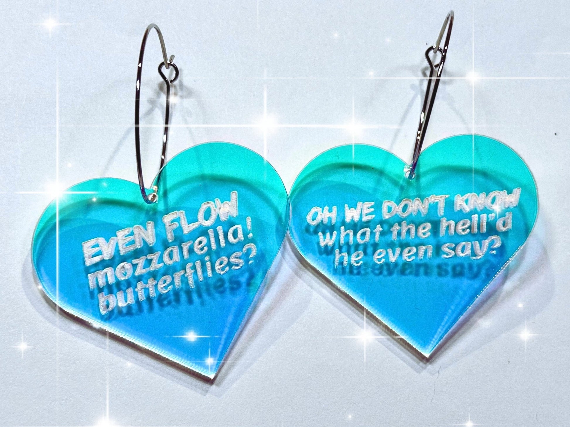 Misheard Lyrics Earrings | Even Flow Mozzarella Butterflies - Painted Raina