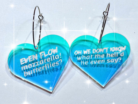 Misheard Lyrics Earrings | Even Flow Mozzarella Butterflies - Painted Raina