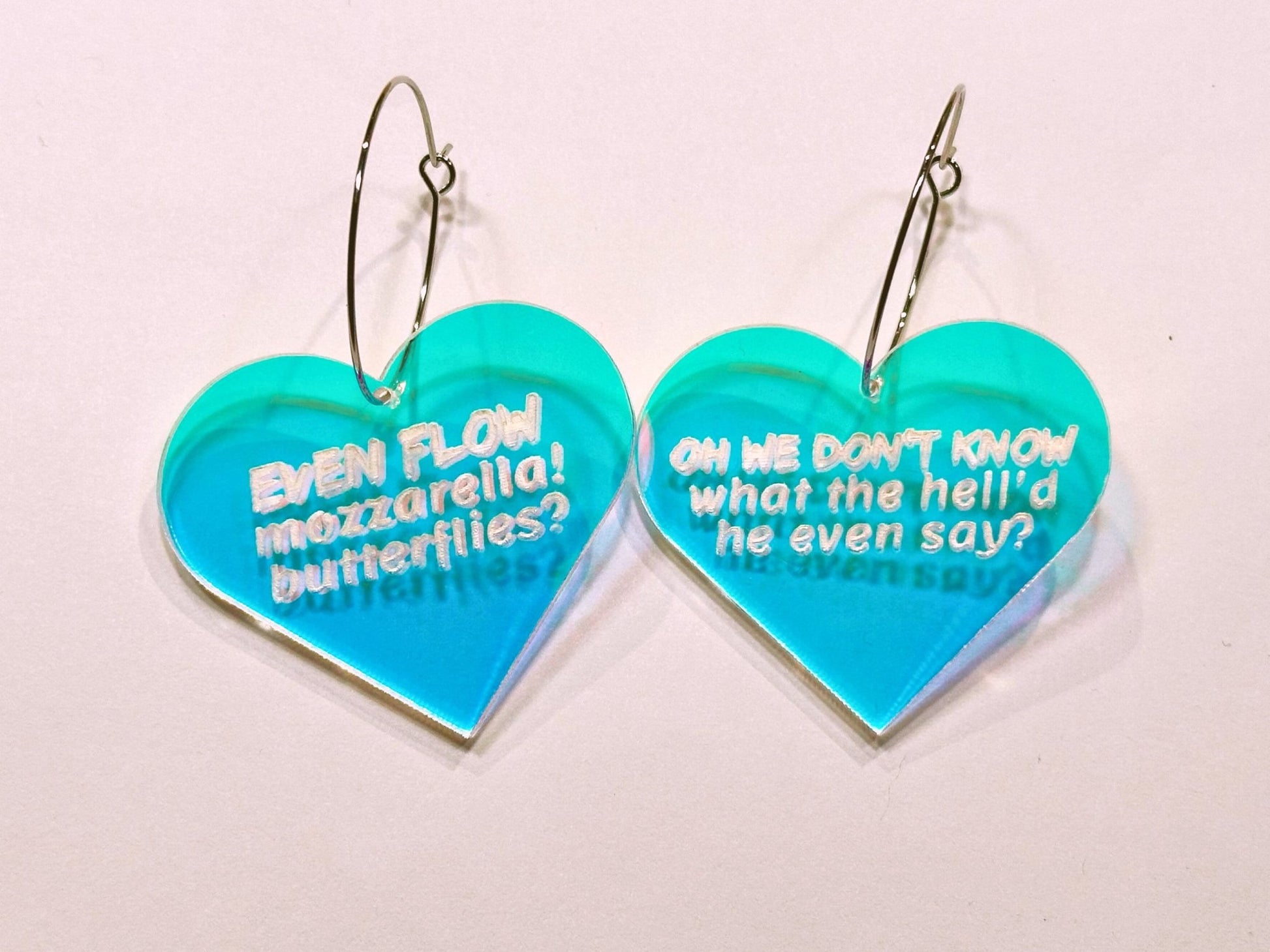 Misheard Lyrics Earrings | Even Flow Mozzarella Butterflies - Painted Raina