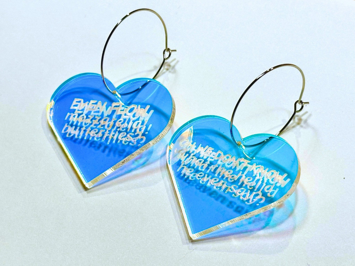 Misheard Lyrics Earrings | Even Flow Mozzarella Butterflies - Painted Raina