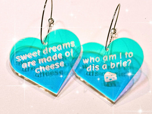 Misheard Lyrics Earrings | Sweet Dreams are Made of Cheese - Painted Raina