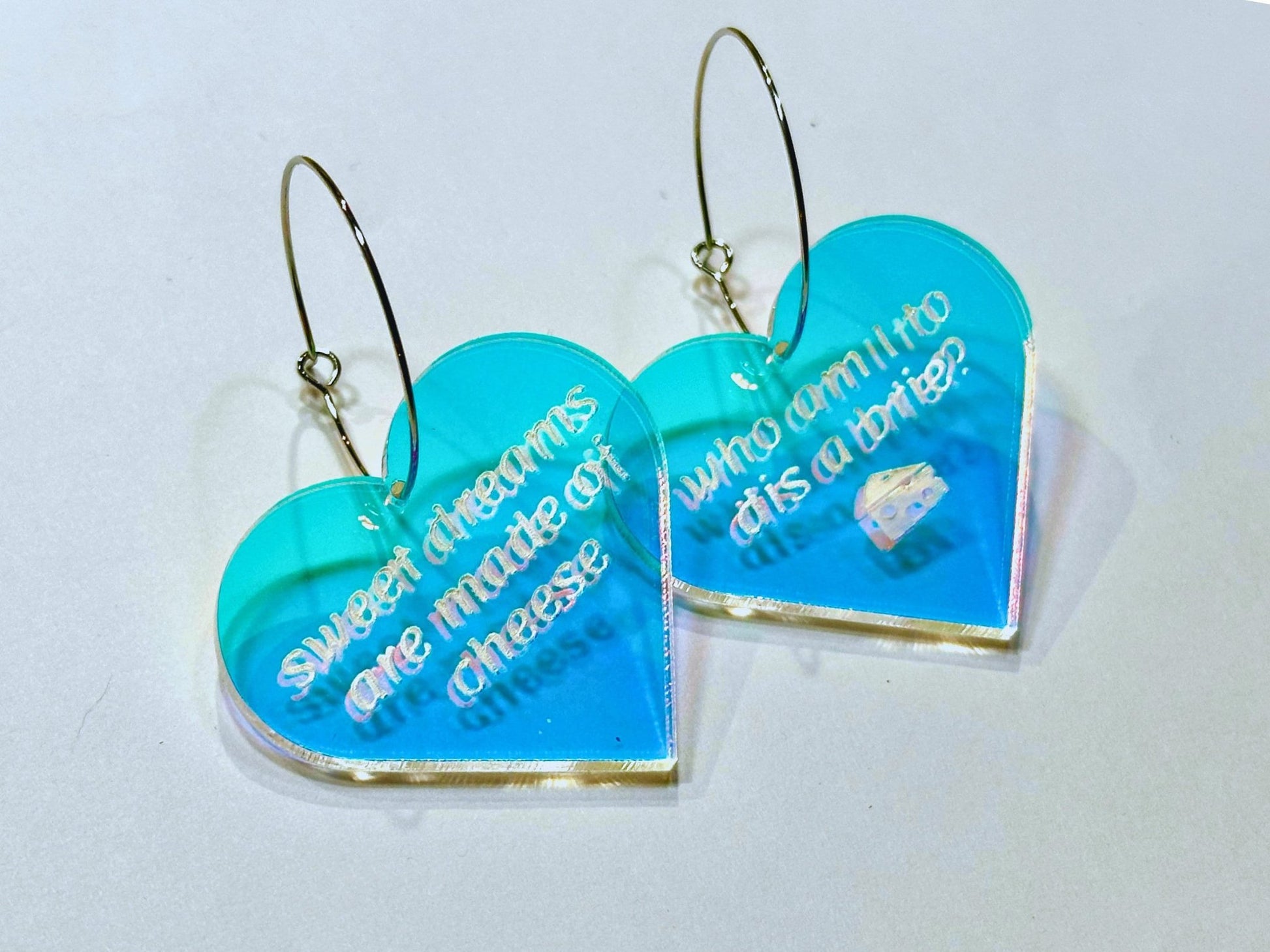 Misheard Lyrics Earrings | Sweet Dreams are Made of Cheese - Painted Raina