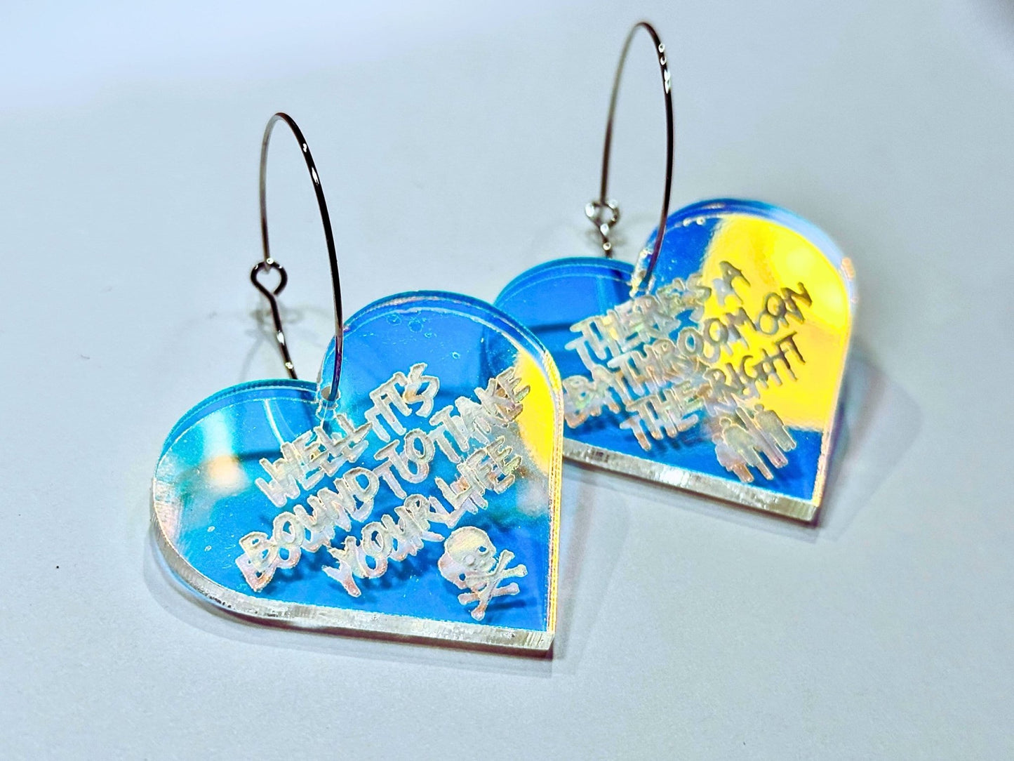 Misheard Lyrics Earrings | There's a Bathroom on the Right - Painted Raina