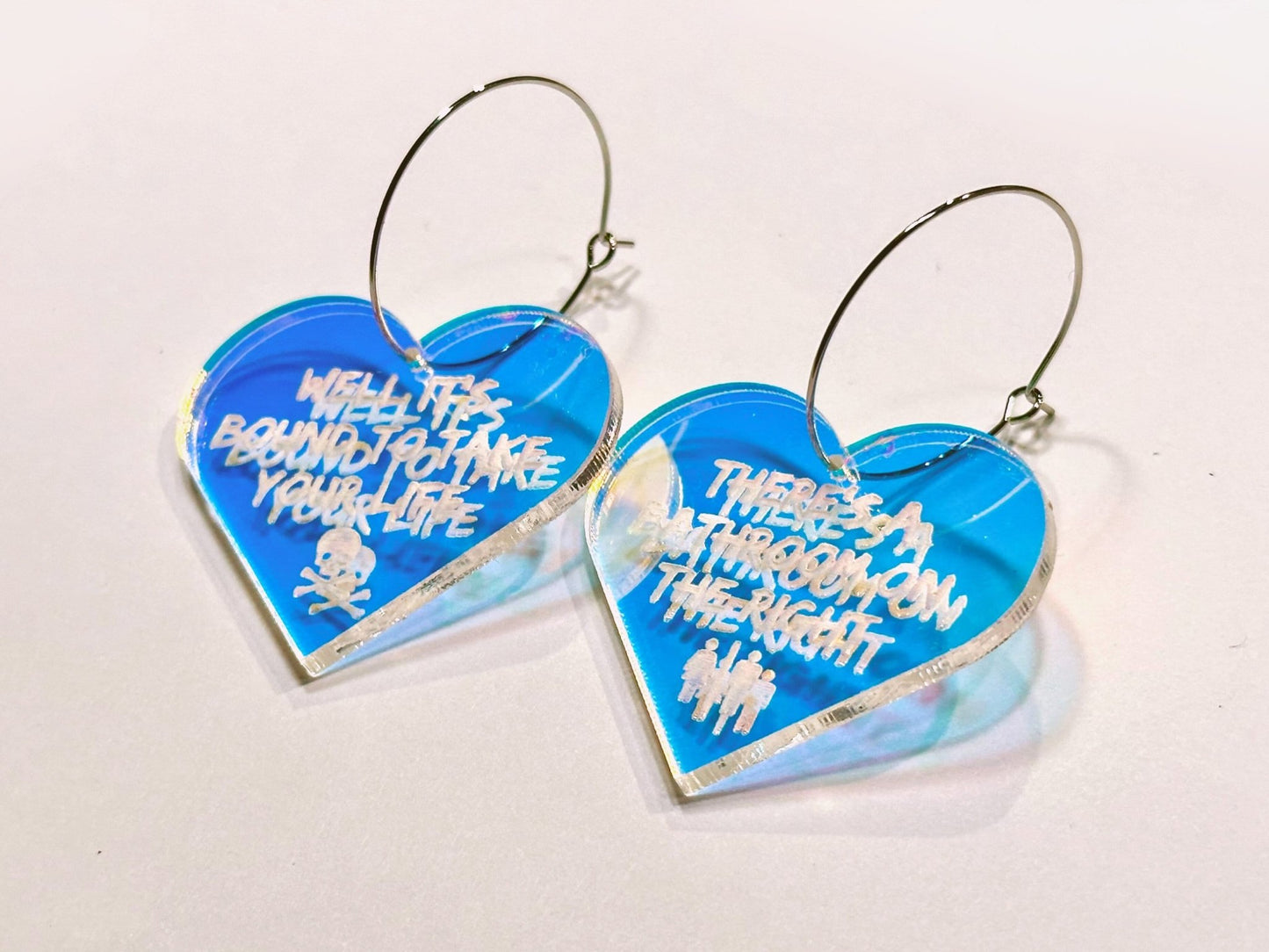 Misheard Lyrics Earrings | There's a Bathroom on the Right - Painted Raina