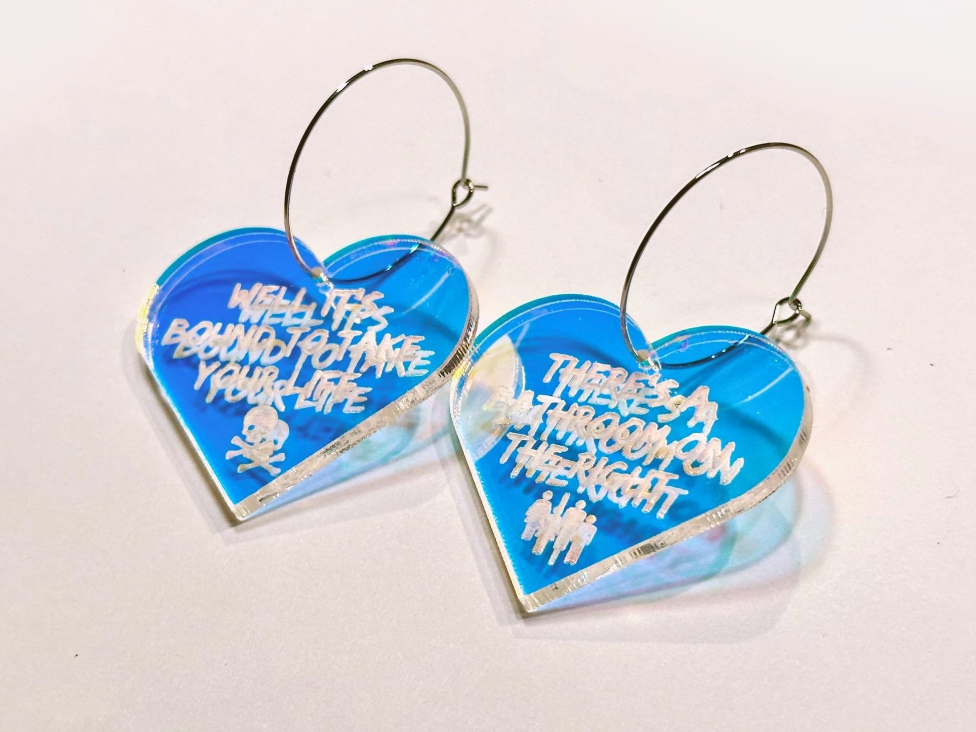 Misheard Lyrics Earrings | There's a Bathroom on the Right - Painted Raina