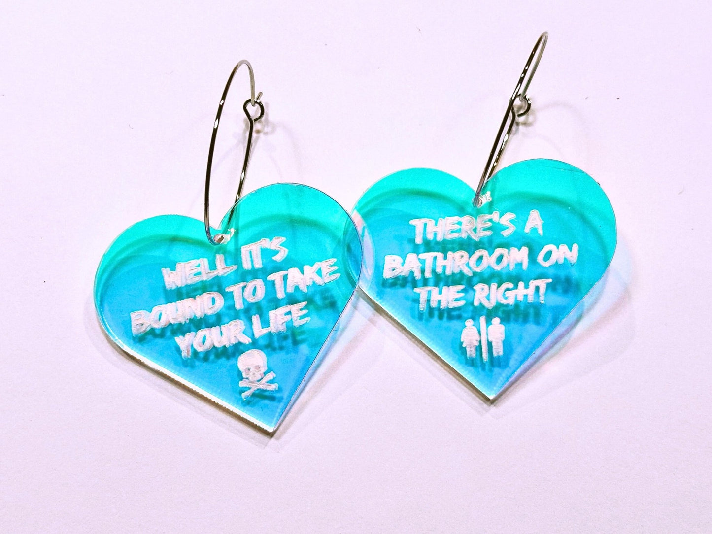 Misheard Lyrics Earrings | There's a Bathroom on the Right - Painted Raina
