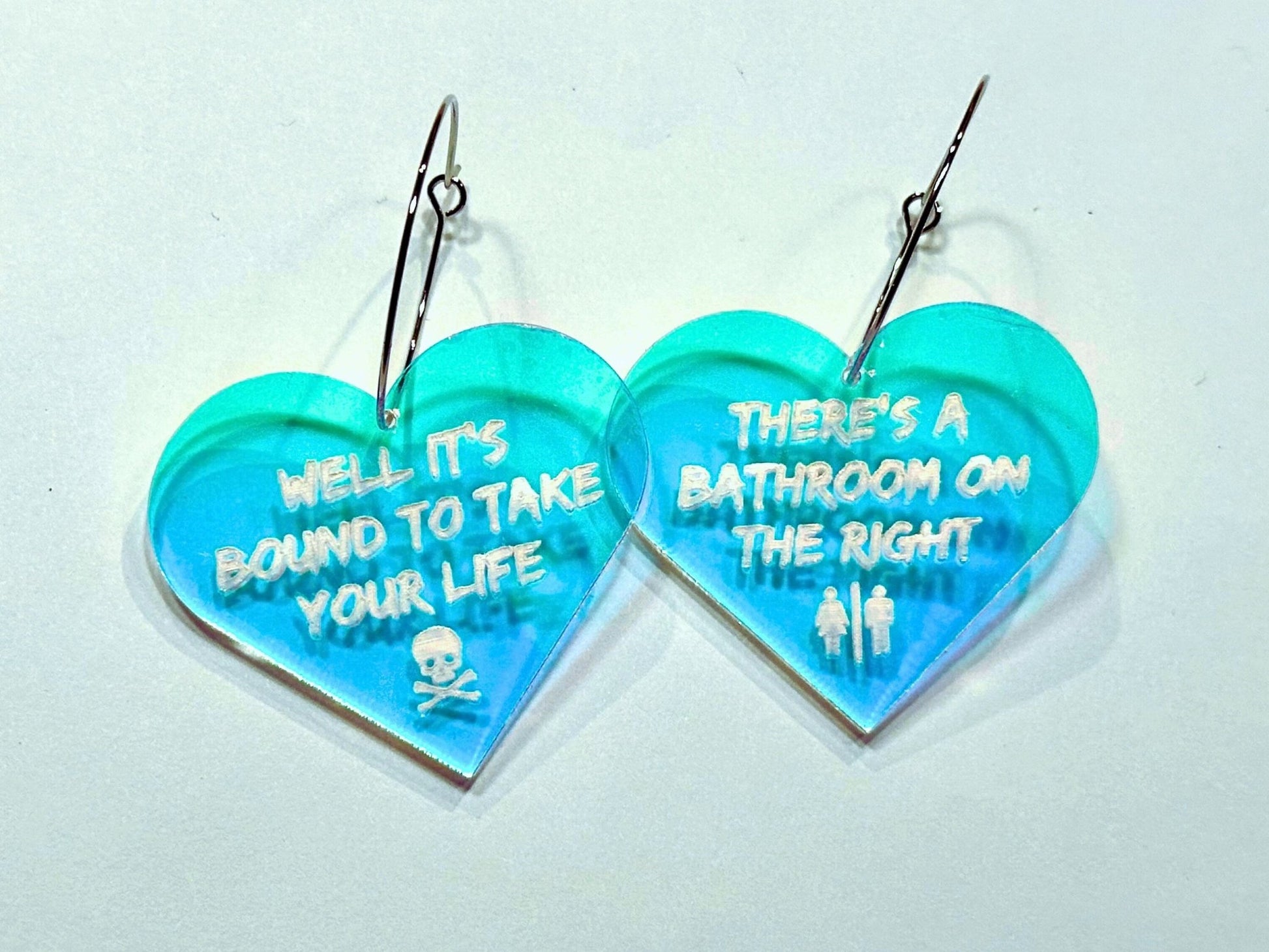 Misheard Lyrics Earrings | There's a Bathroom on the Right - Painted Raina
