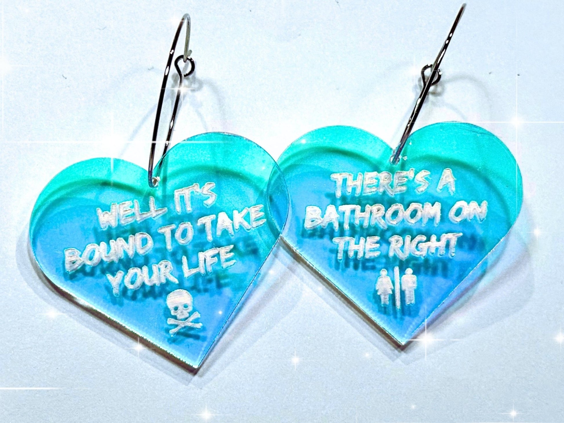 Misheard Lyrics Earrings | There's a Bathroom on the Right - Painted Raina
