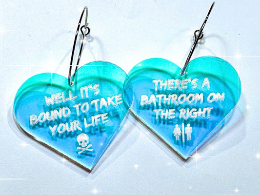 Misheard Lyrics Earrings | There's a Bathroom on the Right - Painted Raina