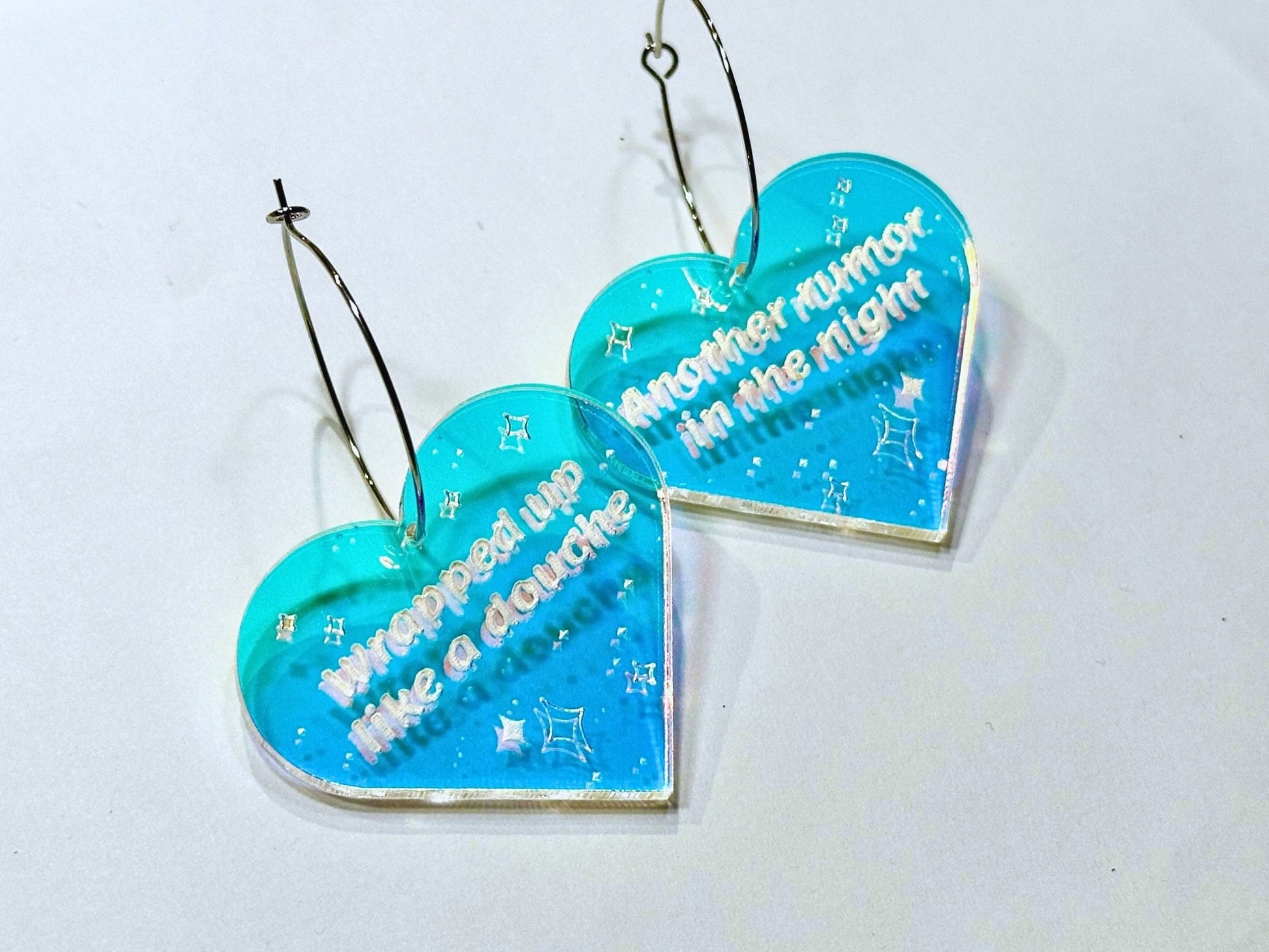 Misheard Lyrics Earrings | Wrapped Up Like A Douche, Another Rumor in the Night - Painted Raina
