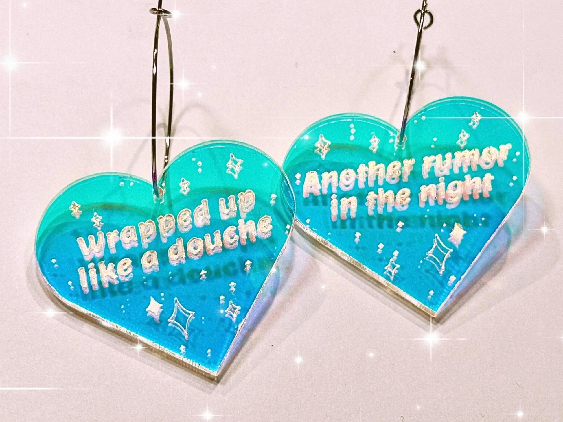 Misheard Lyrics Earrings | Wrapped Up Like A Douche, Another Rumor in the Night - Painted Raina