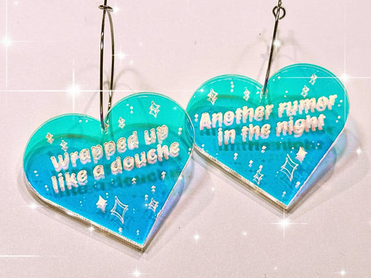 Misheard Lyrics Earrings | Wrapped Up Like A Douche, Another Rumor in the Night - Painted Raina