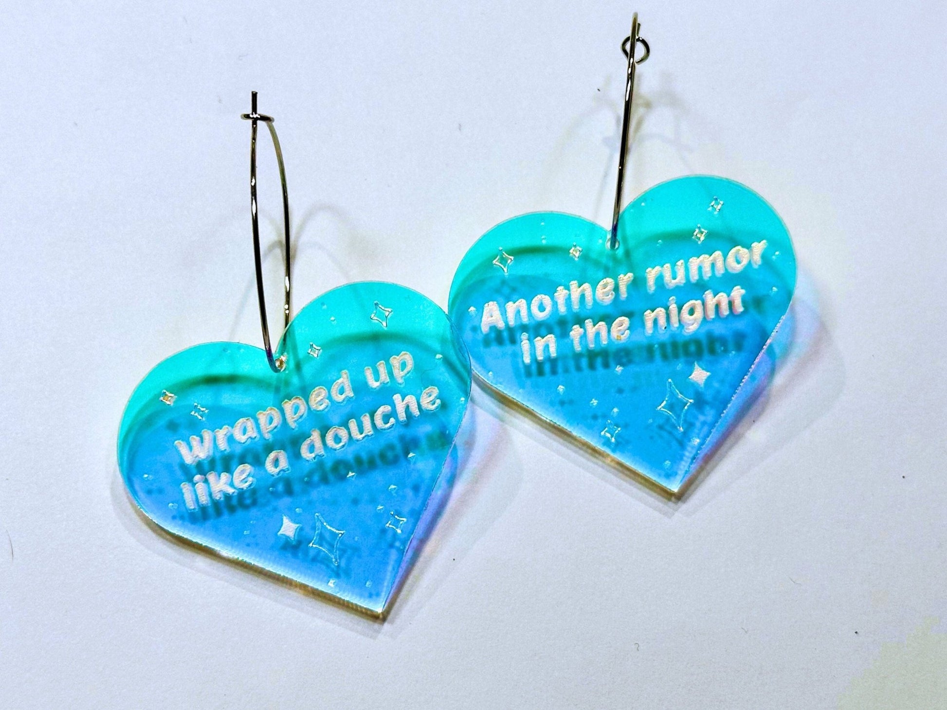 Misheard Lyrics Earrings | Wrapped Up Like A Douche, Another Rumor in the Night - Painted Raina