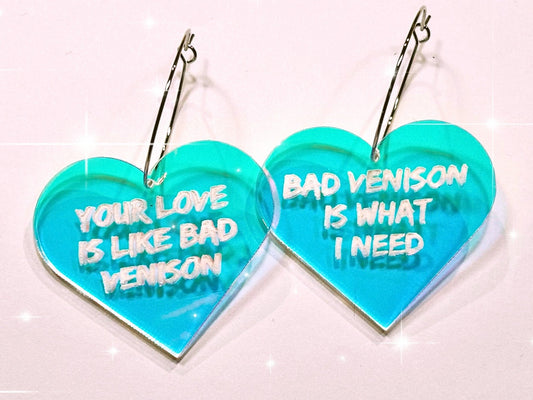 Misheard Lyrics Earrings | Your Love is Like Bad Venison - Painted Raina