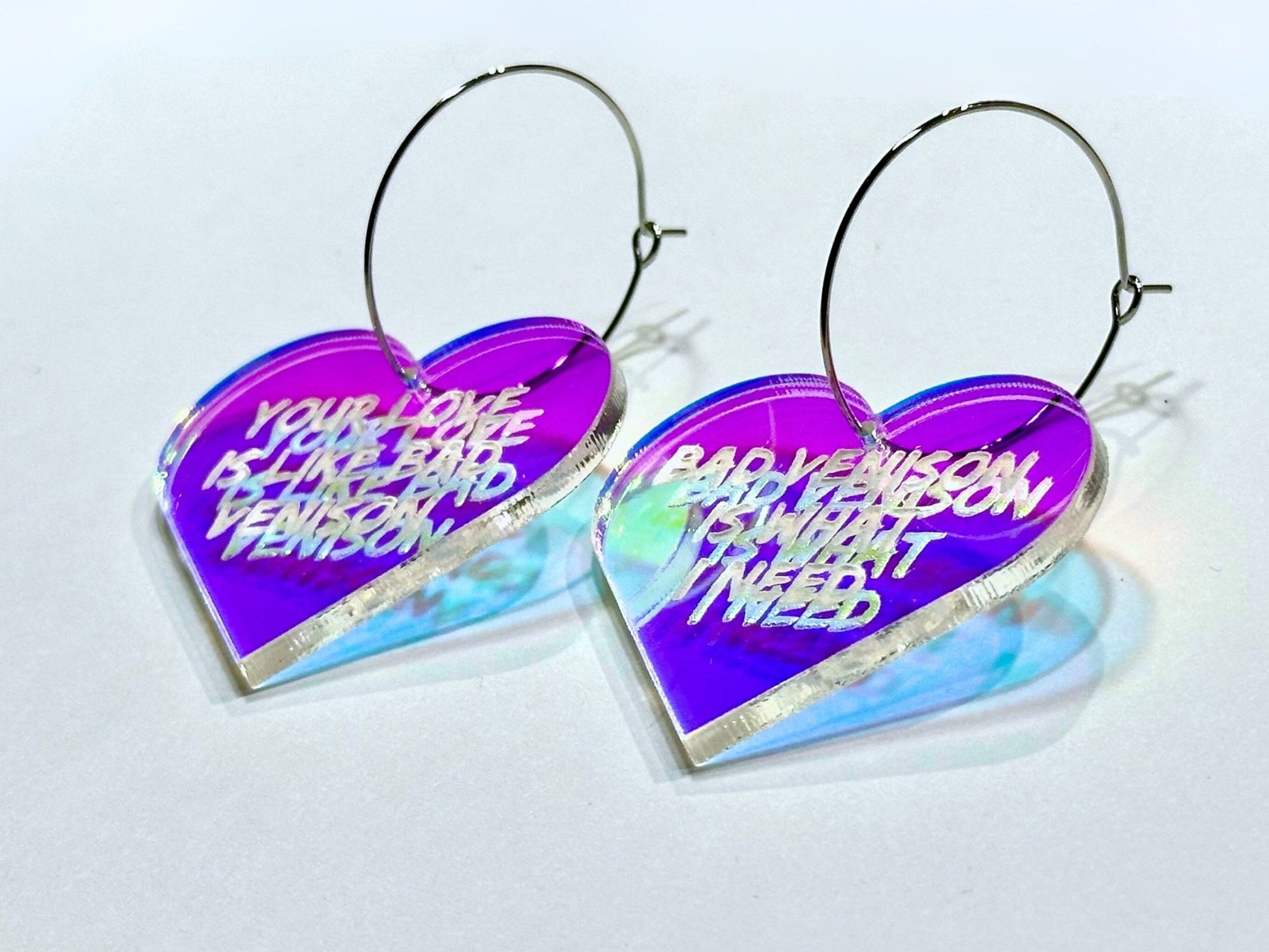 Misheard Lyrics Earrings | Your Love is Like Bad Venison - Painted Raina
