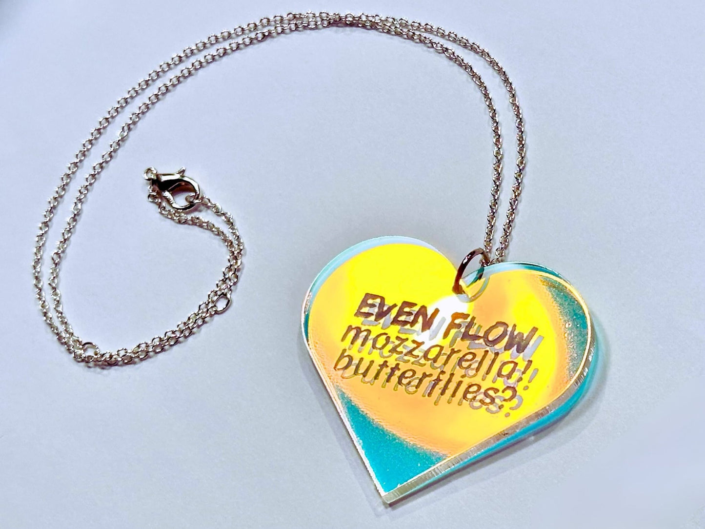 Misheard Lyrics Pendant | Even Flow Mozzarella Butterflies - Painted Raina