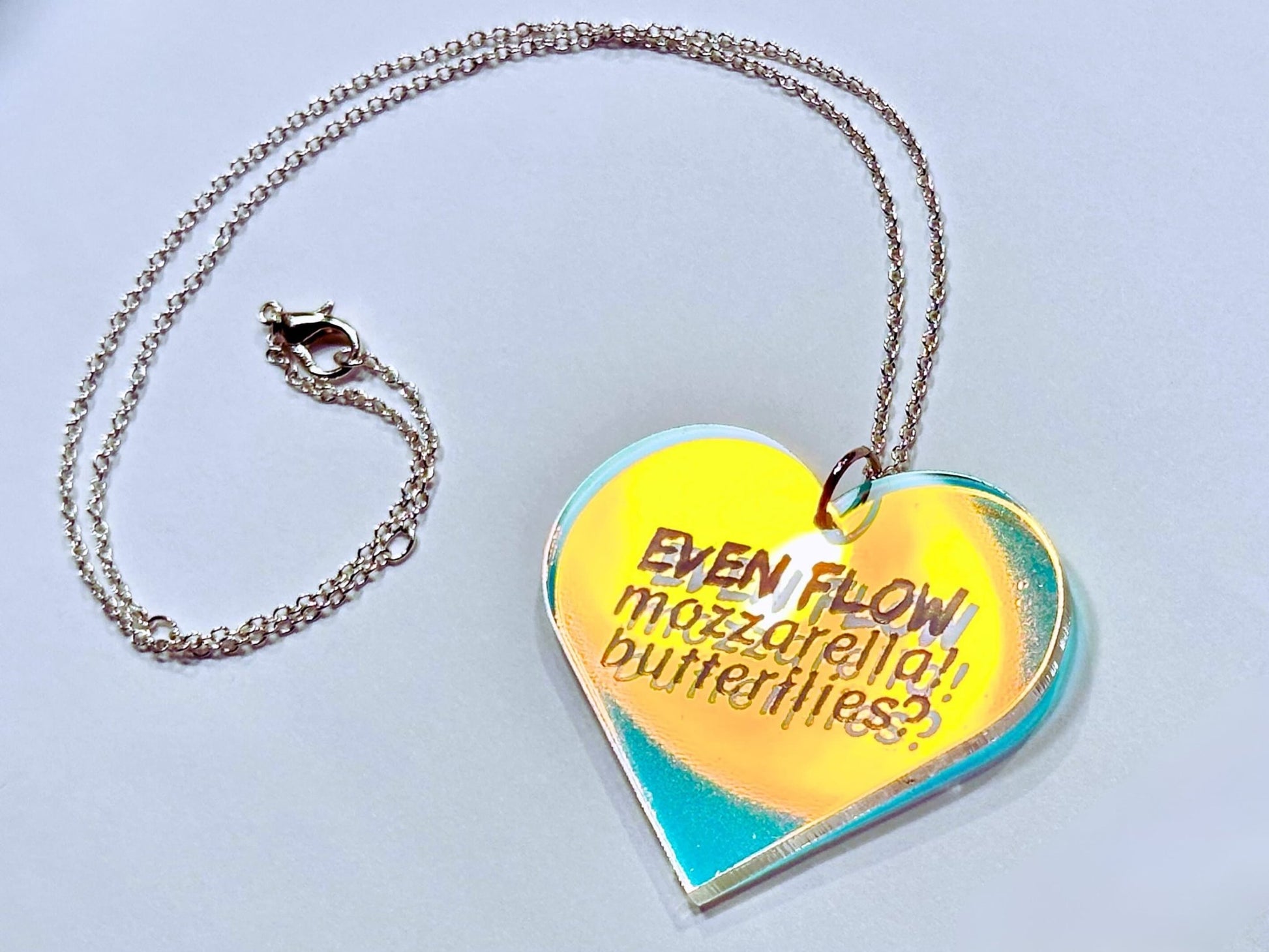 Misheard Lyrics Pendant | Even Flow Mozzarella Butterflies - Painted Raina