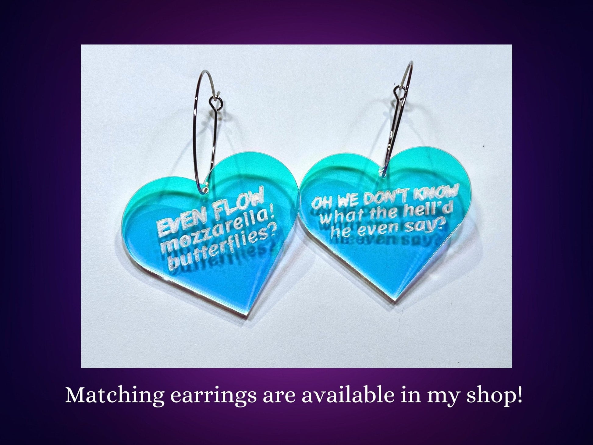 Misheard Lyrics Pendant | Even Flow Mozzarella Butterflies - Painted Raina