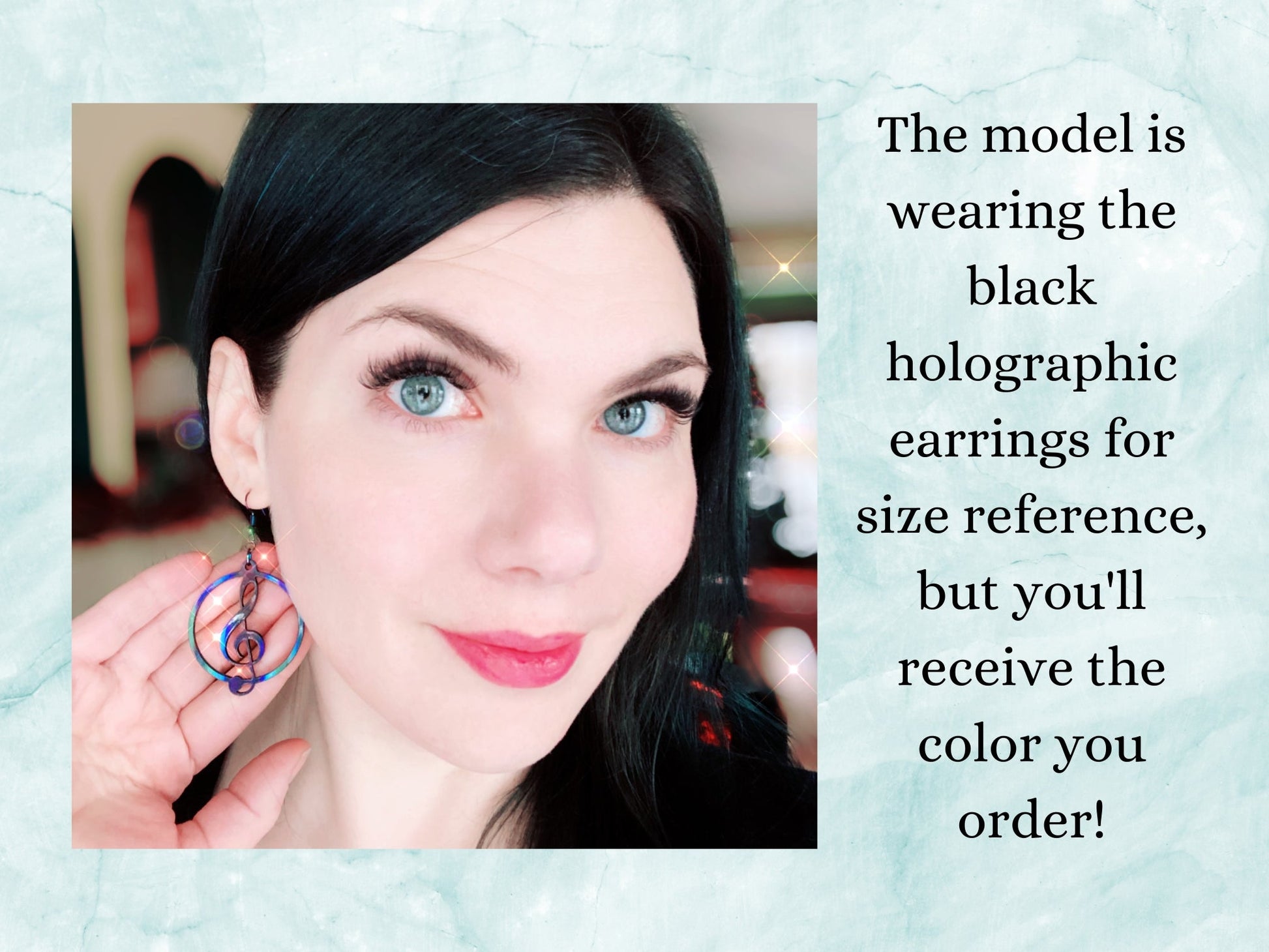 Music Lover's Treble and Bass Clef Earrings - Black Rainbow Glitter - Driftless Enchantments